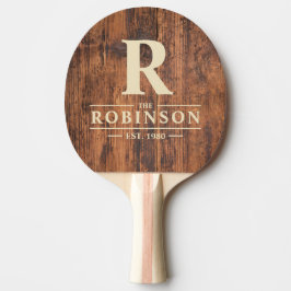 Raquete De Ping Pong Reclaimed Wood Family Name & Initial