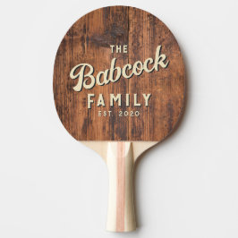Raquete De Ping Pong Reclaimed Wood Retro Family Name & Year
