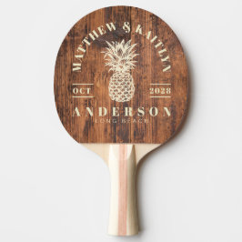 Raquete De Ping Pong Reclaimed Wood Tropical Pineapple Wedding
