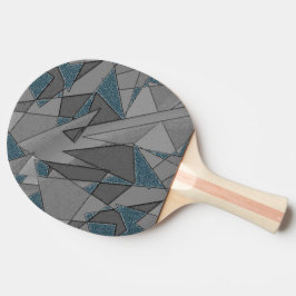 Raquete De Ping Pong Recortes de triângulo cinza com peças azul-escuras