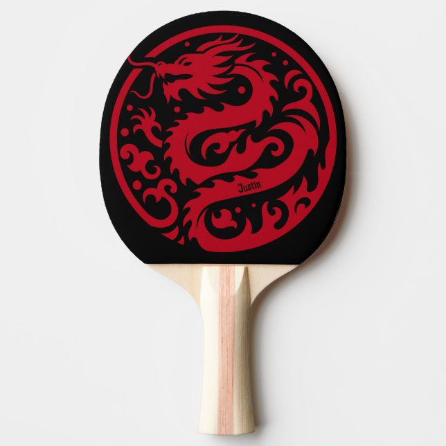 Raquete De Ping Pong Red and Black Dragon Personalized (Frente)