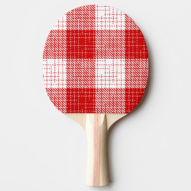 Raquete De Ping Pong Red and White Bold Checkered Plaid Design  (Frente)