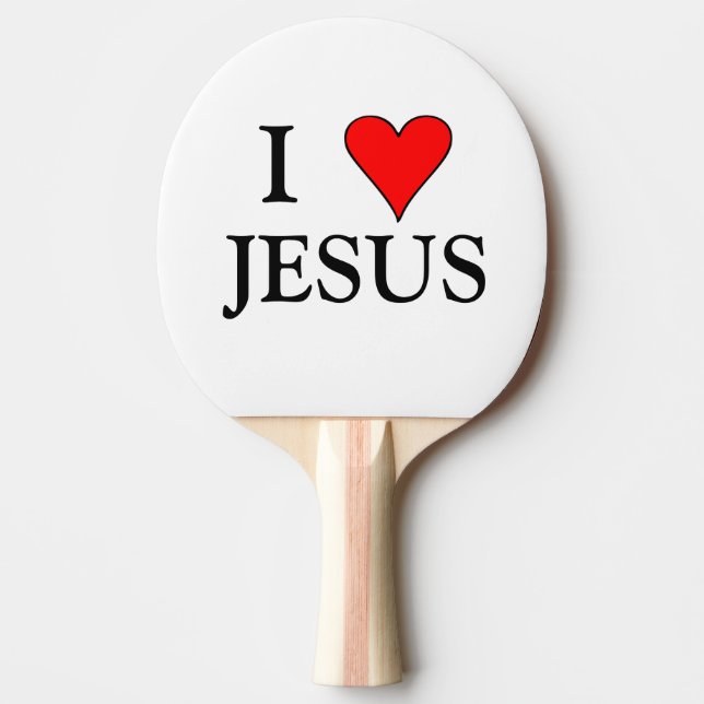 Raquete De Ping Pong Red I HEART JESUS (Frente)