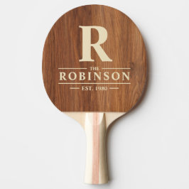 Raquete De Ping Pong Red Oak Wood Family Name & Initial