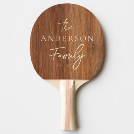 Raquete De Ping Pong Red Oak Wood Hand Written Family Name