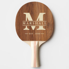 Raquete De Ping Pong Red Oak Wood Monogram & Name Overlay