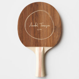 Raquete De Ping Pong Red Oak Wood Name in Drawn Circle 