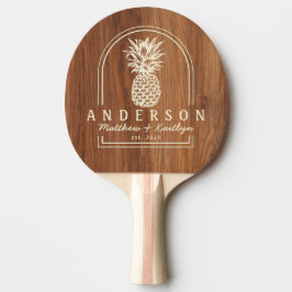 Raquete De Ping Pong Red Oak Wood Pineapple Wedding Arch & Name