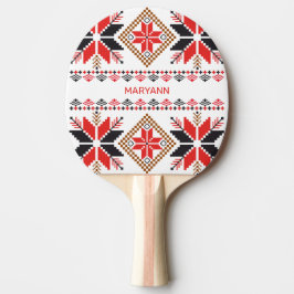 Raquete De Ping Pong Red Stars Diamantes Cross Stitch Personalizado