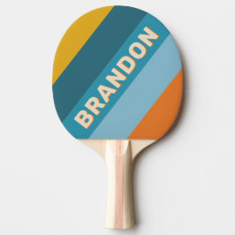 Raquete De Ping Pong Refletor Amarelo estriado com o nome