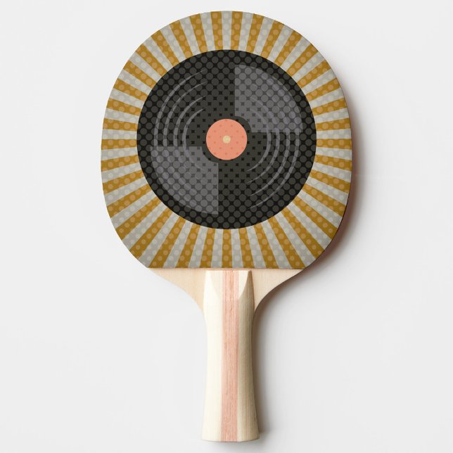 Raquete De Ping Pong Registro Vintage (A ping pong paddle with a design of a vinyl record in the center!)