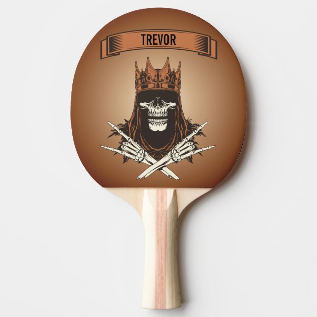 Raquete De Ping Pong Rei Crânio Monograma (Frente)