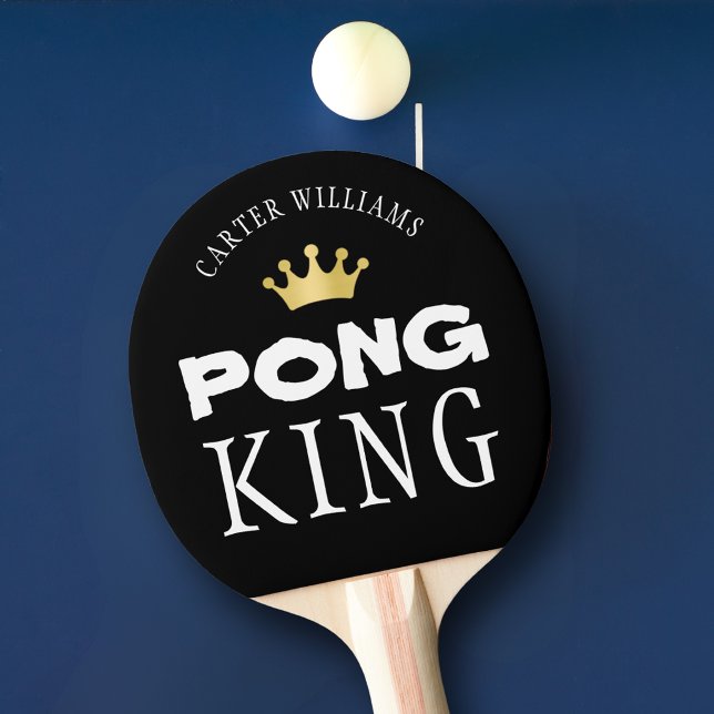 Raquete De Ping Pong REI DO PING PONG Personalizado Editável Preto (Criador carregado)