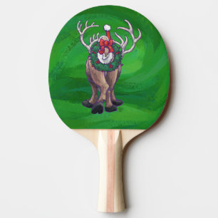 Raquete De Ping Pong Reindeer Christmas On Green