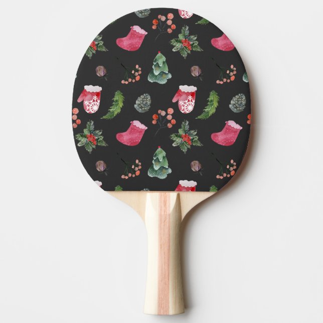 Raquete De Ping Pong Reindeer de Natal: Padrão Sem Costura (Frente)