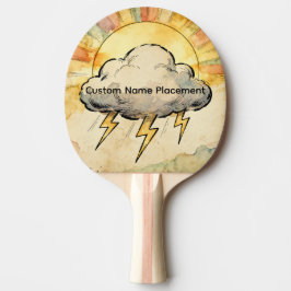 Raquete De Ping Pong Relâmpago de Nuvem, Raios de Sol, Cor Pastel,  Céu