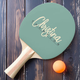 Raquete De Ping Pong Relevo Aquático de Meados do Século Pintado Nome