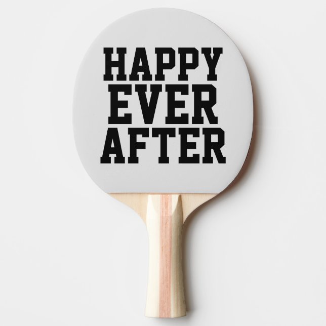 Raquete De Ping Pong Remos de Presente de Casamento FELIZES PARA SEMPRE (Frente)