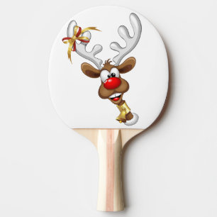 Raquete De Ping Pong Rena Fofa Espiando Meme de Natal