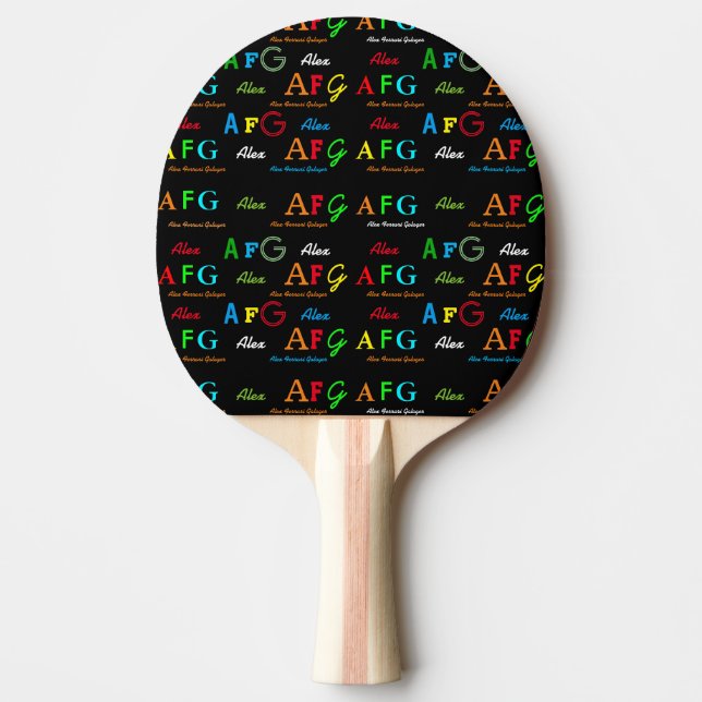 Raquete De Ping Pong reproduzir com nomes personalizados (Frente)