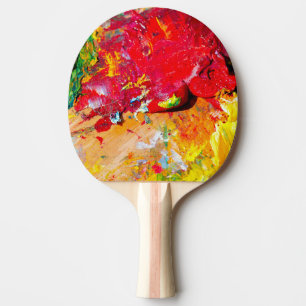 Raquete De Ping Pong Resumo Da Paleta De Cores Do Artista