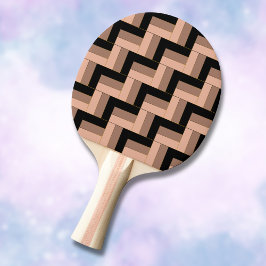 Raquete De Ping Pong Retângulos Geométricos Pretos de Mocha Castanho