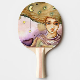 Raquete De Ping Pong Retrato abstrato e mulher bonito