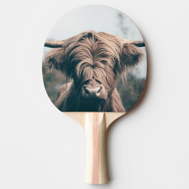 Raquete De Ping Pong Retrato das vacas do planalto (Frente)