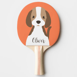 Raquete De Ping Pong Retrato de cão branco e castanho