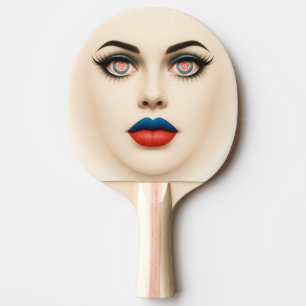 Raquete De Ping Pong Retrato de rosto com bandeira croata – Olhos e Láb