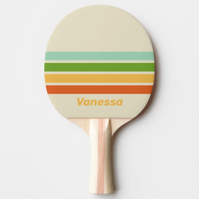 Raquete De Ping Pong Retro ABC Rua com Faixas e Nome (Frente)