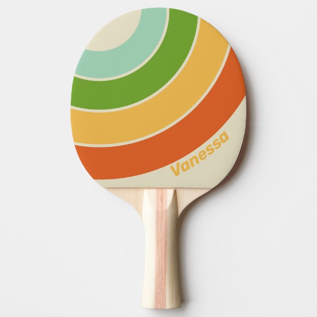 Raquete De Ping Pong Retro ABC Street Circle Stripe with Name (Frente)