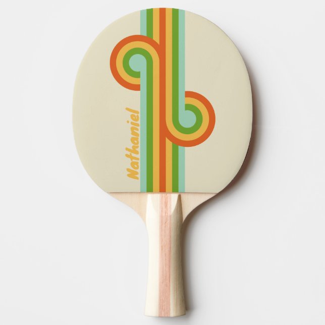 Raquete De Ping Pong Retro ABC Street Stripe Loop com Nome (Frente)