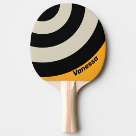 Raquete De Ping Pong Retro Abelha Listra do Círculo Zumbido com Nome