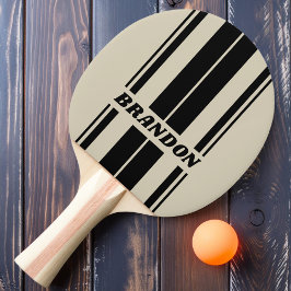 Raquete De Ping Pong Retro Alabaster Board Stripes com Nome