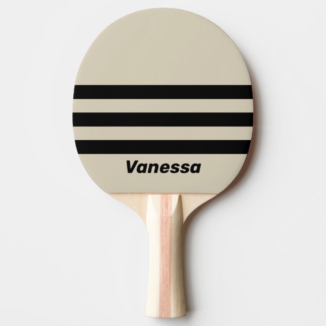 Raquete De Ping Pong Retro Alabaster Three Across Striping with Name (Frente)