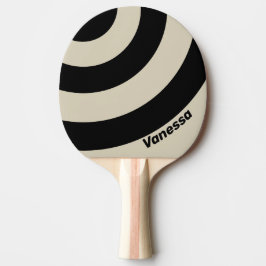 Raquete De Ping Pong Retro Alabastro Três Listras em Círculo com Nome