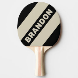 Raquete De Ping Pong Retro Alabastro Três Listras Negras com Nome