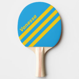 Raquete De Ping Pong Retro Aqua Reef Three Angled Striping with Name