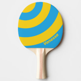 Raquete De Ping Pong Retro Aqua Reef Three Circle Stripe with Name
