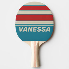 Raquete De Ping Pong Retro Aqua Surf Horizon Listras com Nome
