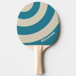 Raquete De Ping Pong Retro Aquamarine Three Circle Stripe with Name