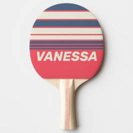 Raquete De Ping Pong Retro Beach Club Horizon Striping with Name