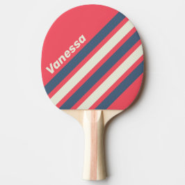 Raquete De Ping Pong Retro Beach Club Listras em Diagonal com Nome