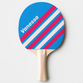 Raquete De Ping Pong Retro Blue Crush Angled Striping with Name