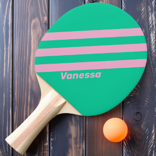 Raquete De Ping Pong Retro Brisa de Verão Três Listras com Nome