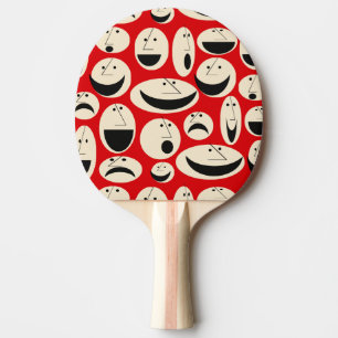 Raquete De Ping Pong Retro Cartoon Faces Ping Pong Paddle Padrão Ping