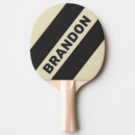 Raquete De Ping Pong Retro Carvão Três Listras em Negrito com Nome