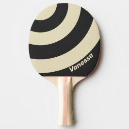 Raquete De Ping Pong Retro Charcoal Three Circle Stripe with Name