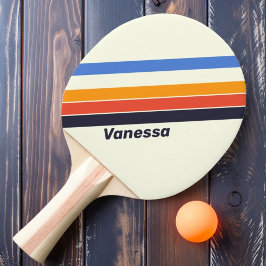 Raquete De Ping Pong Retro Cinco Listras com Nome